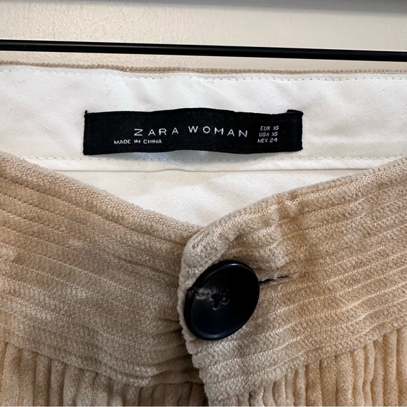 ZARA | Tan Camel Corduroy Wide Leg Culotte Trouser Pants - Picture 4 of 8
